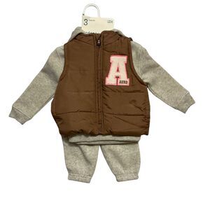 Puffer Vest Hoodie & Jogger Pants Set 12-Months Aeropostale Kids 3-Piece Outfit